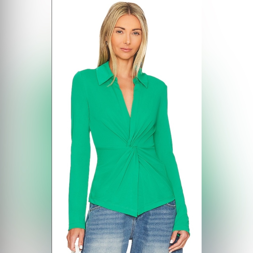 NWT L'Academie The Amarine Top in Green, size XXS